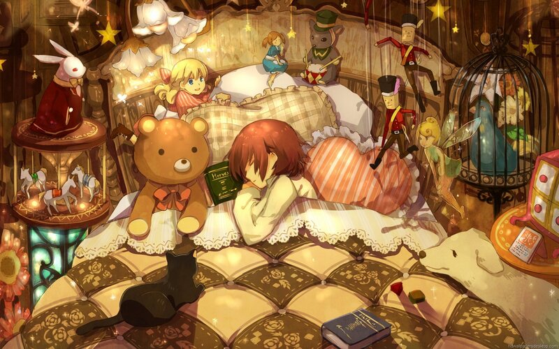 Child Reading in Bed