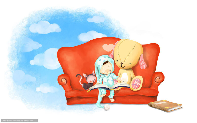 Child Reading on Couch