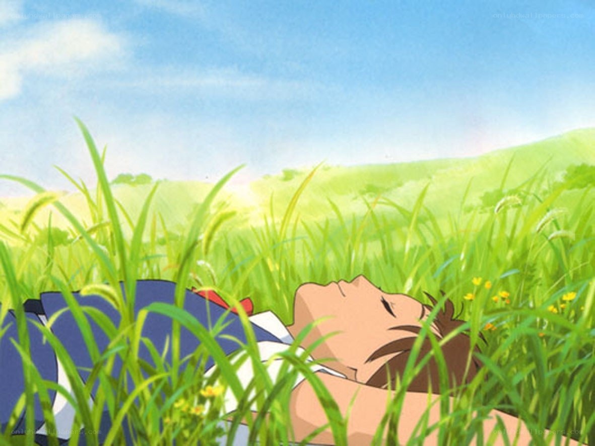 child resting in a field