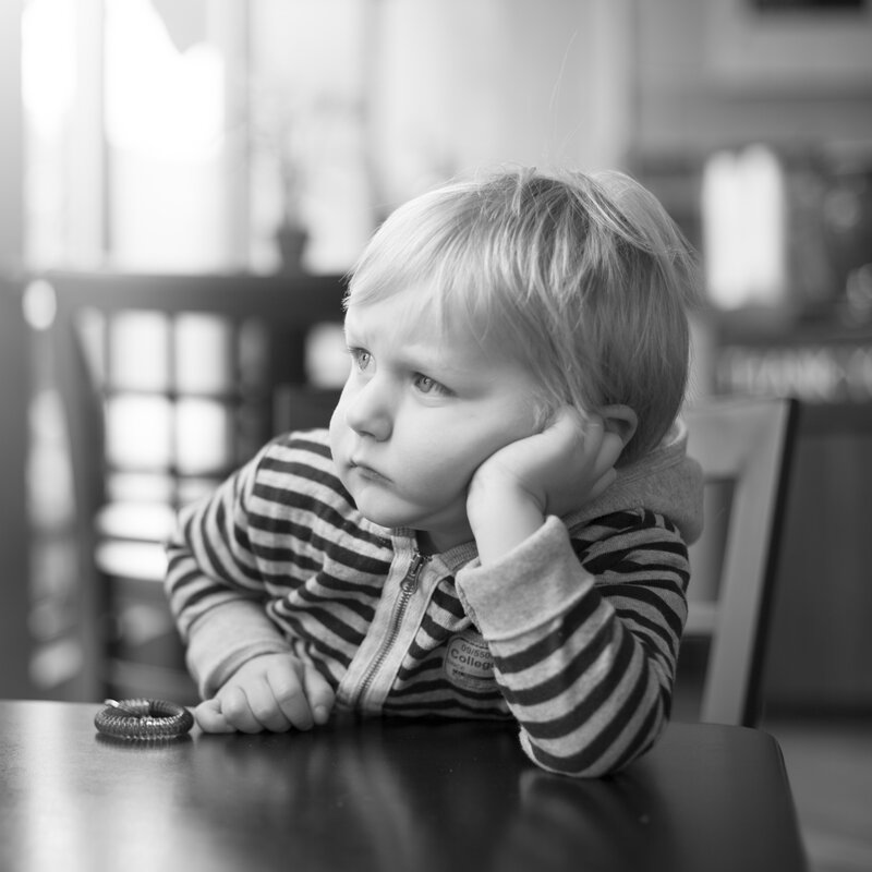 child resting on table