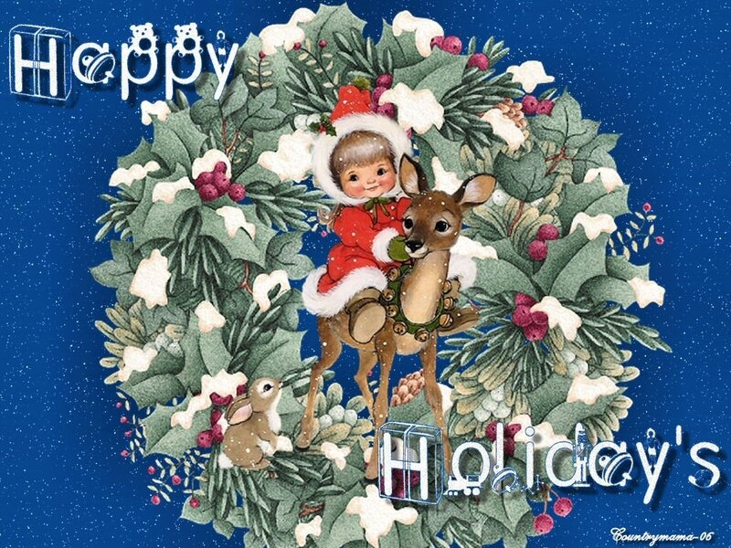 Child Riding a Deer — Blue
