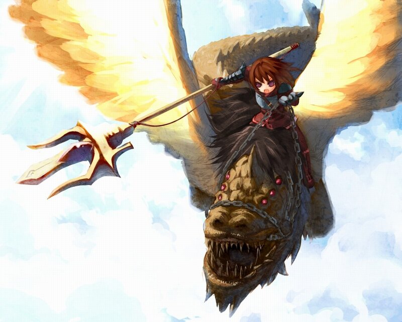 Child Riding a Dragon — Yellow