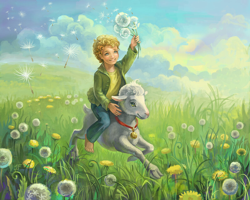 Child Riding a Lamb
