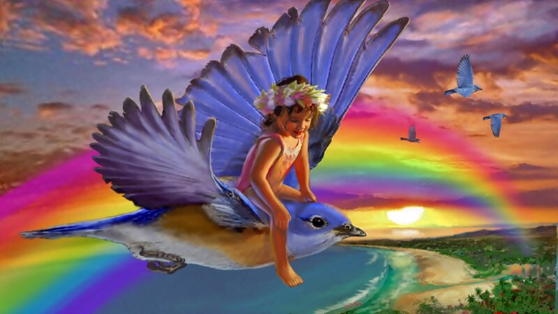 Child Riding Bird