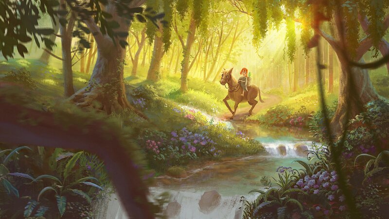 Child Riding Horse — Green
