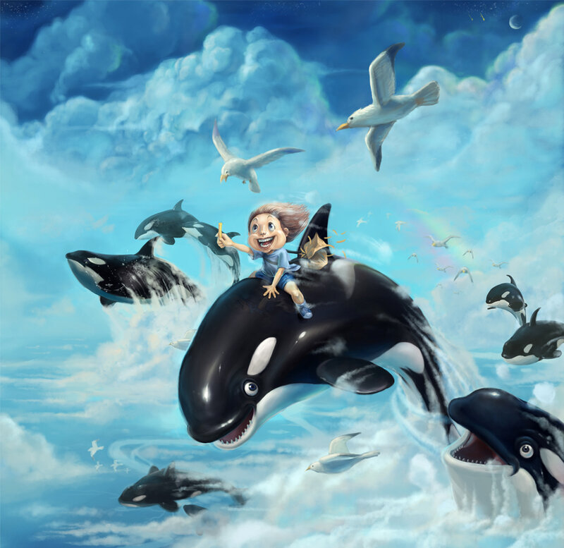 Child Riding Orca Whale