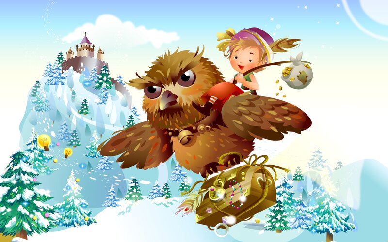Child Riding Owl