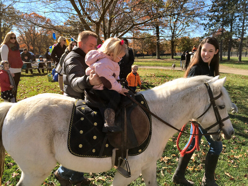 Child Riding Pony — White