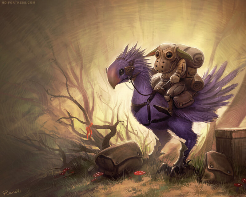 Child Riding Purple Bird