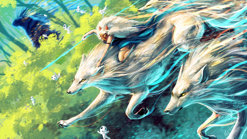 Child Riding White Wolves