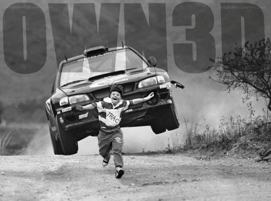 child running from rally car