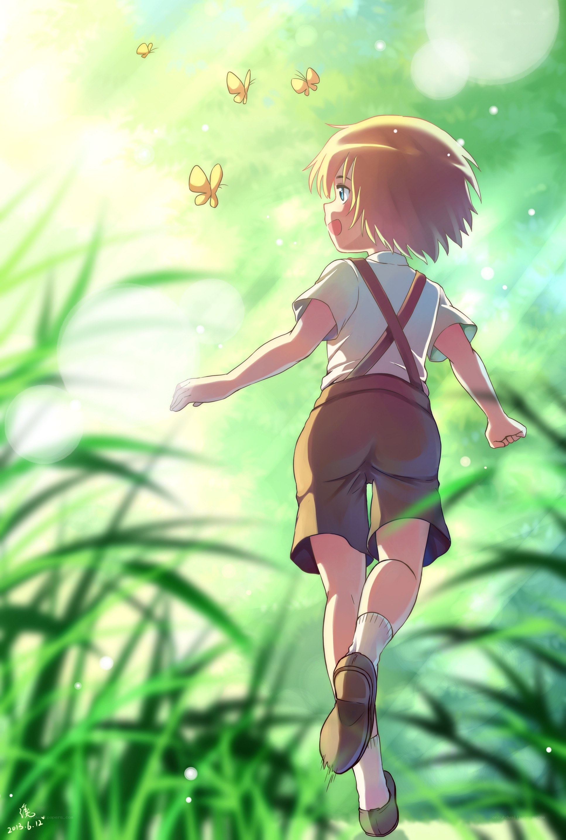 child running in a field
