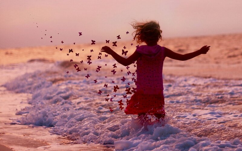Child Running in Ocean