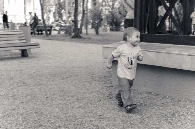 child running in park