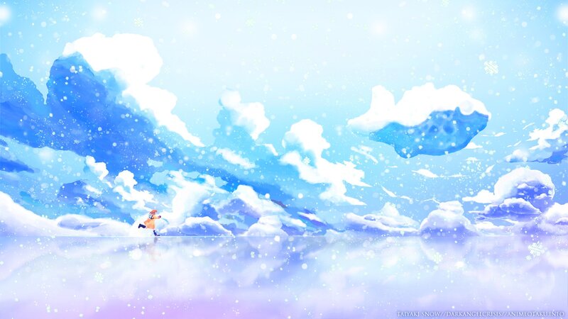 Child Running in Snow — Blue, Serene