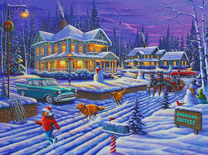 Child Running in Snow — Purple