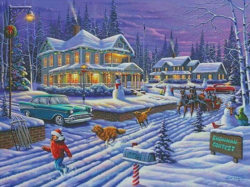 Child Running in Snow — White