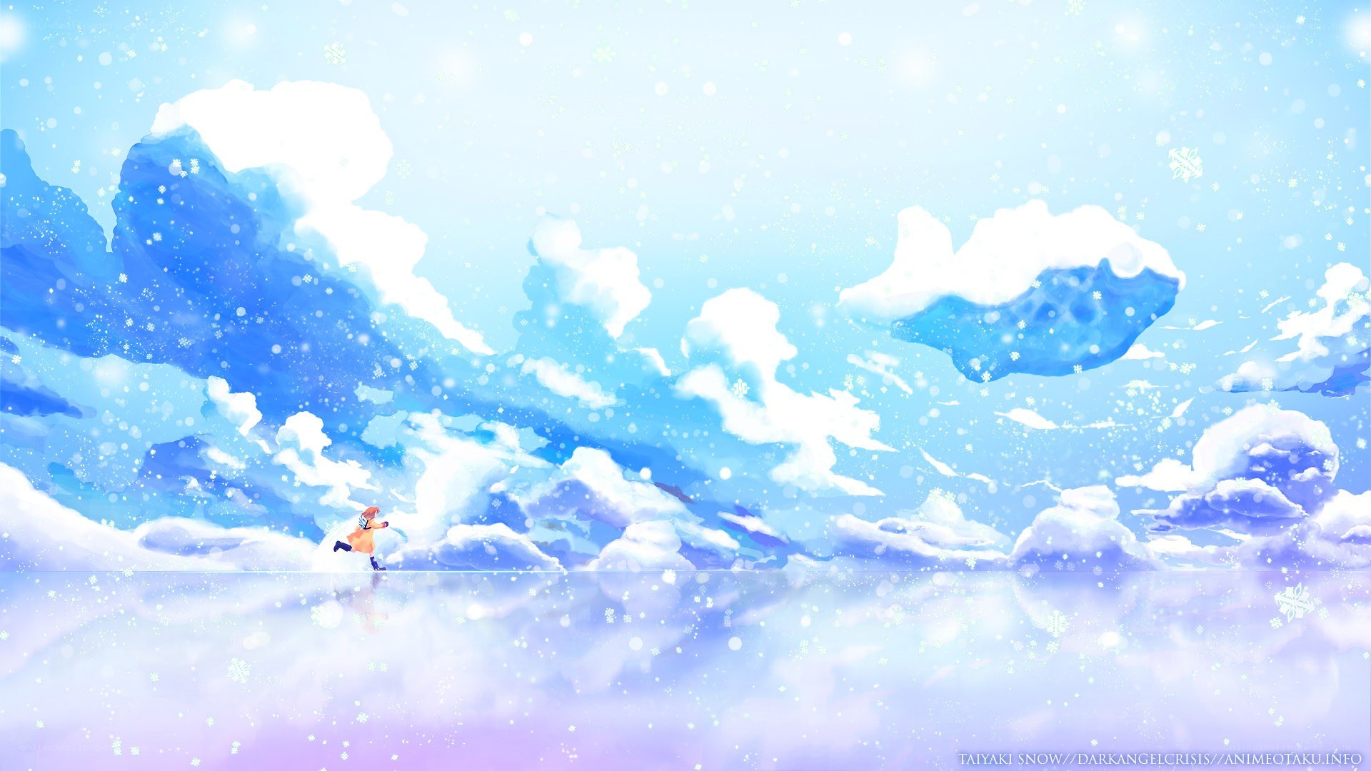 child running in snowy landscape