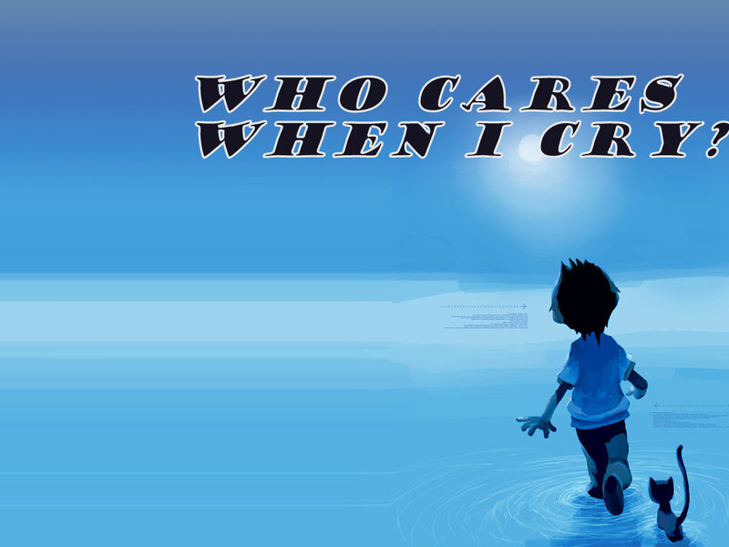 Child Running in Water — Blue, Melancholic