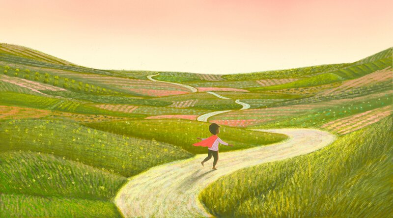 Child Running on Path — Green