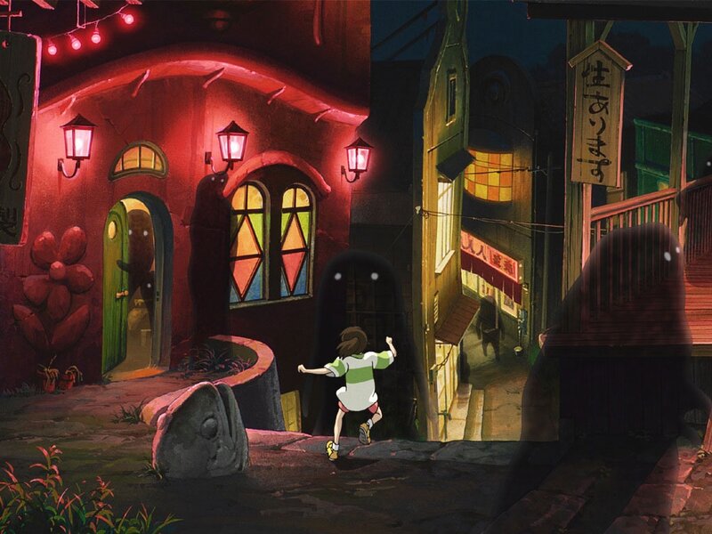 Child running through a magical alley