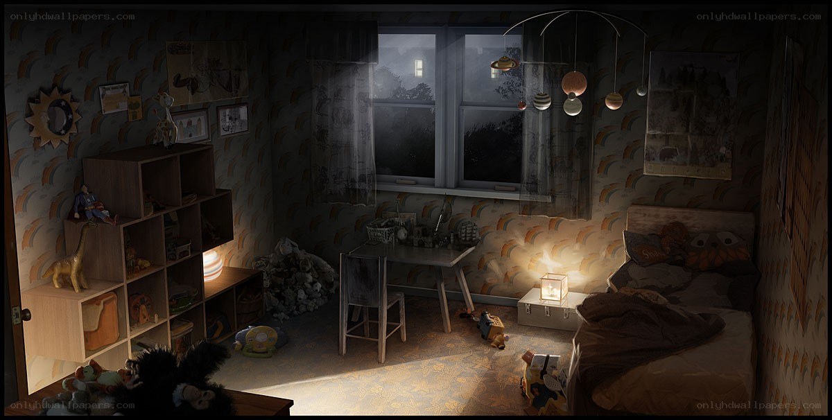 child's bedroom at night