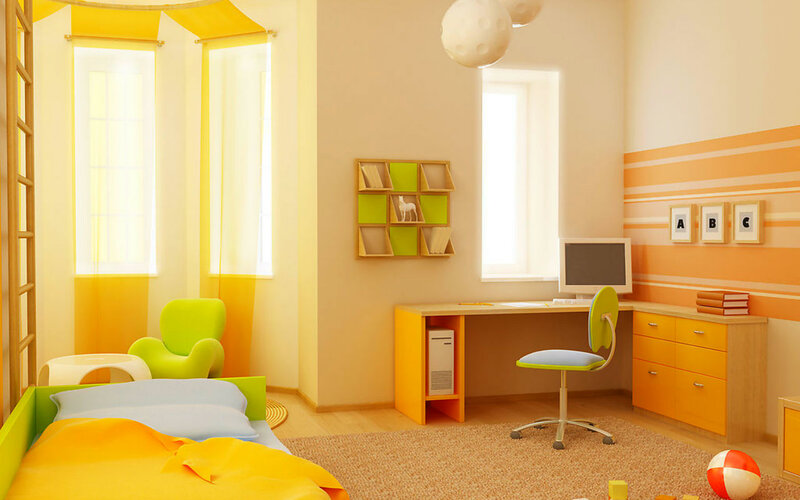 Child's Bedroom Interior — Yellow