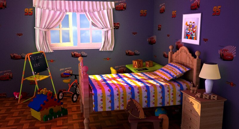 Child's Bedroom with Bed