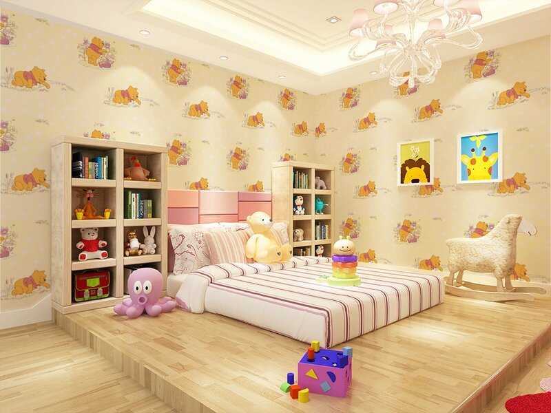 Child's Bedroom with Toys — Beige