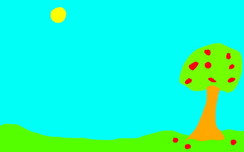 child's drawing of apple tree