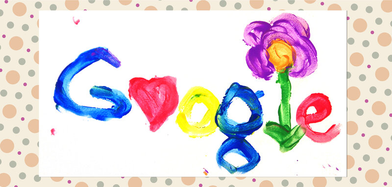 Child's Drawing of Flower — Blue