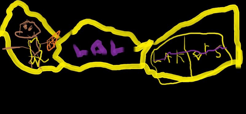 child's drawing of lakers logo