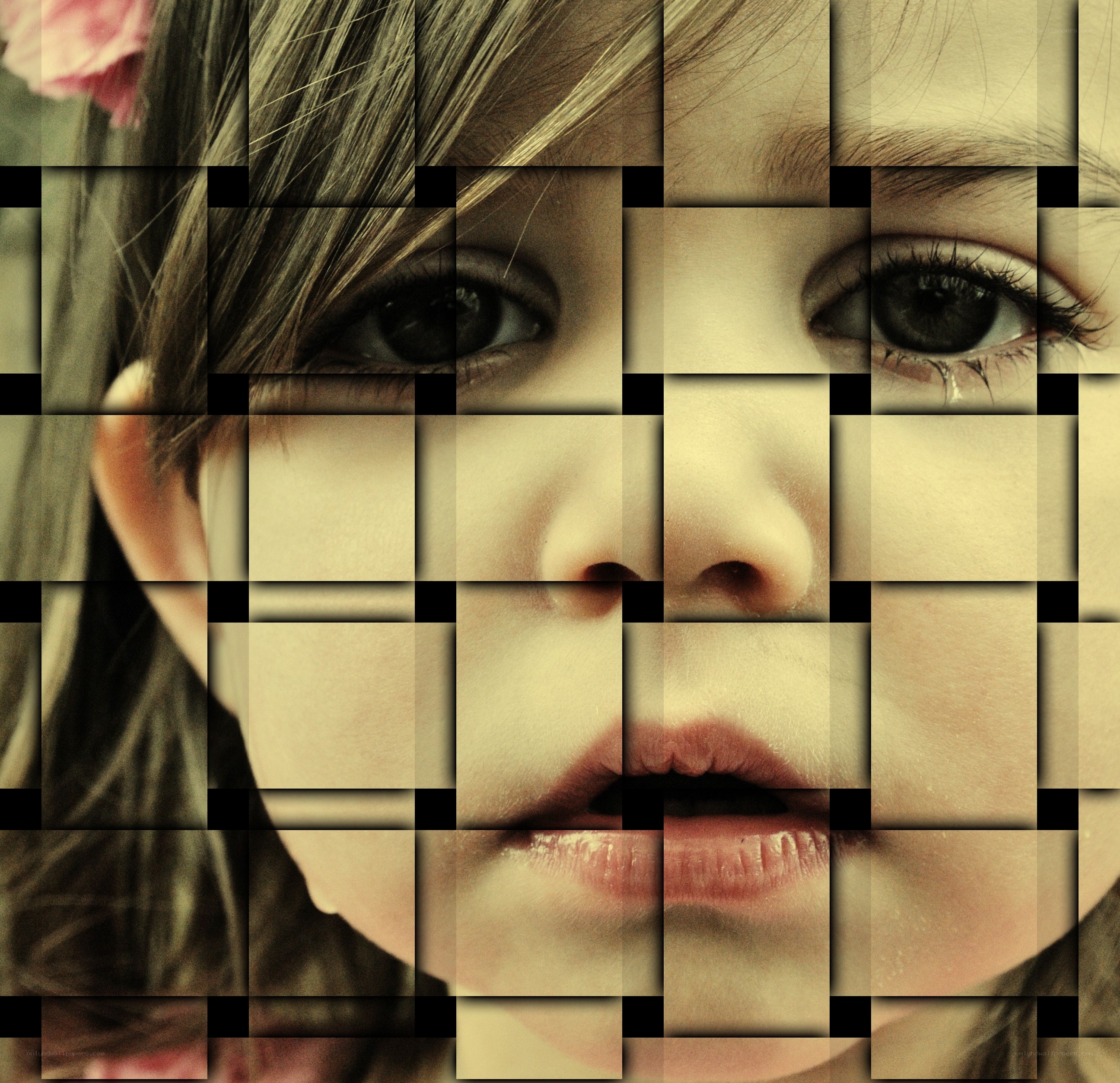 child's face in mosaic
