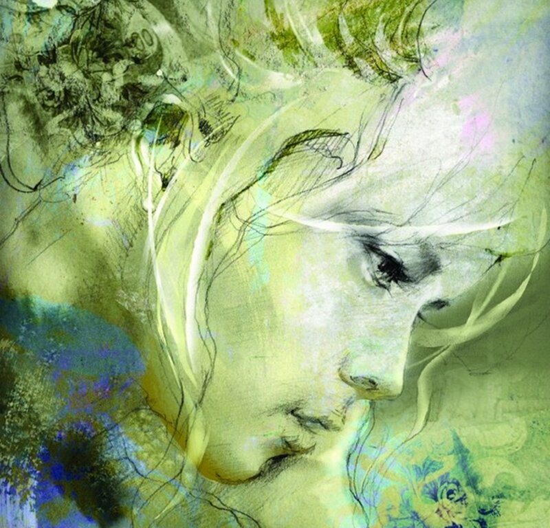 Child's Face in Profile — Green