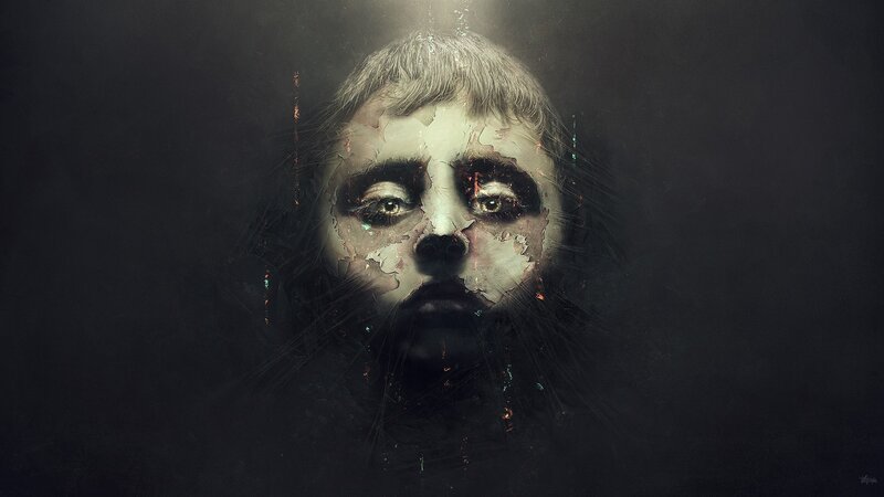 Child's Face with Cracked Paint