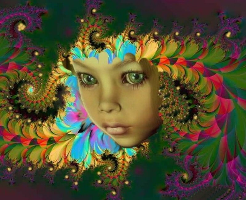 Child's Face with Fractal Patterns