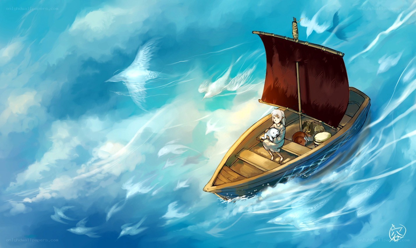 child sailing on a small boat