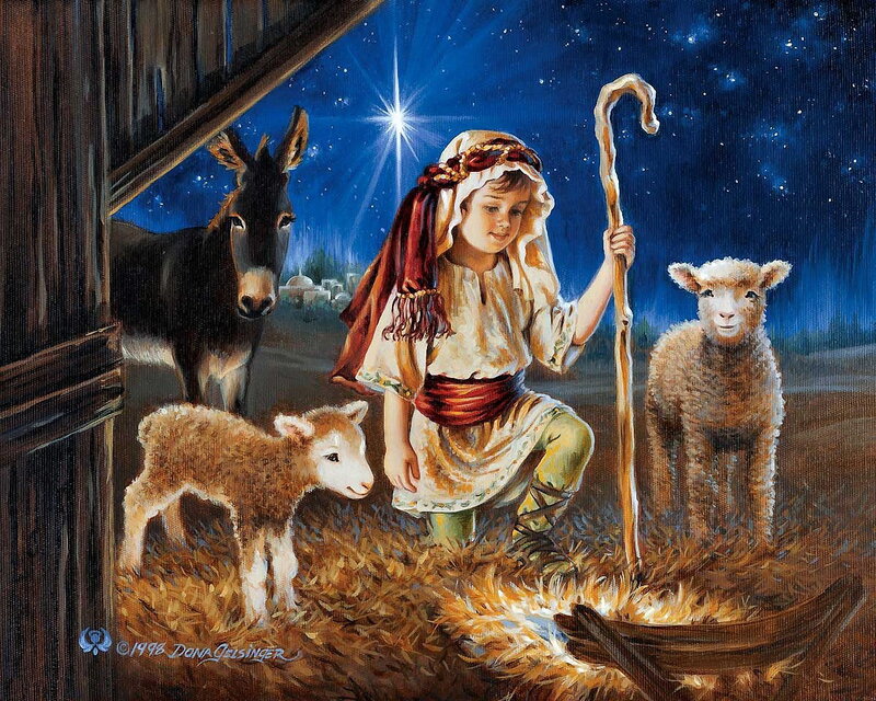 Child Shepherd with Lambs