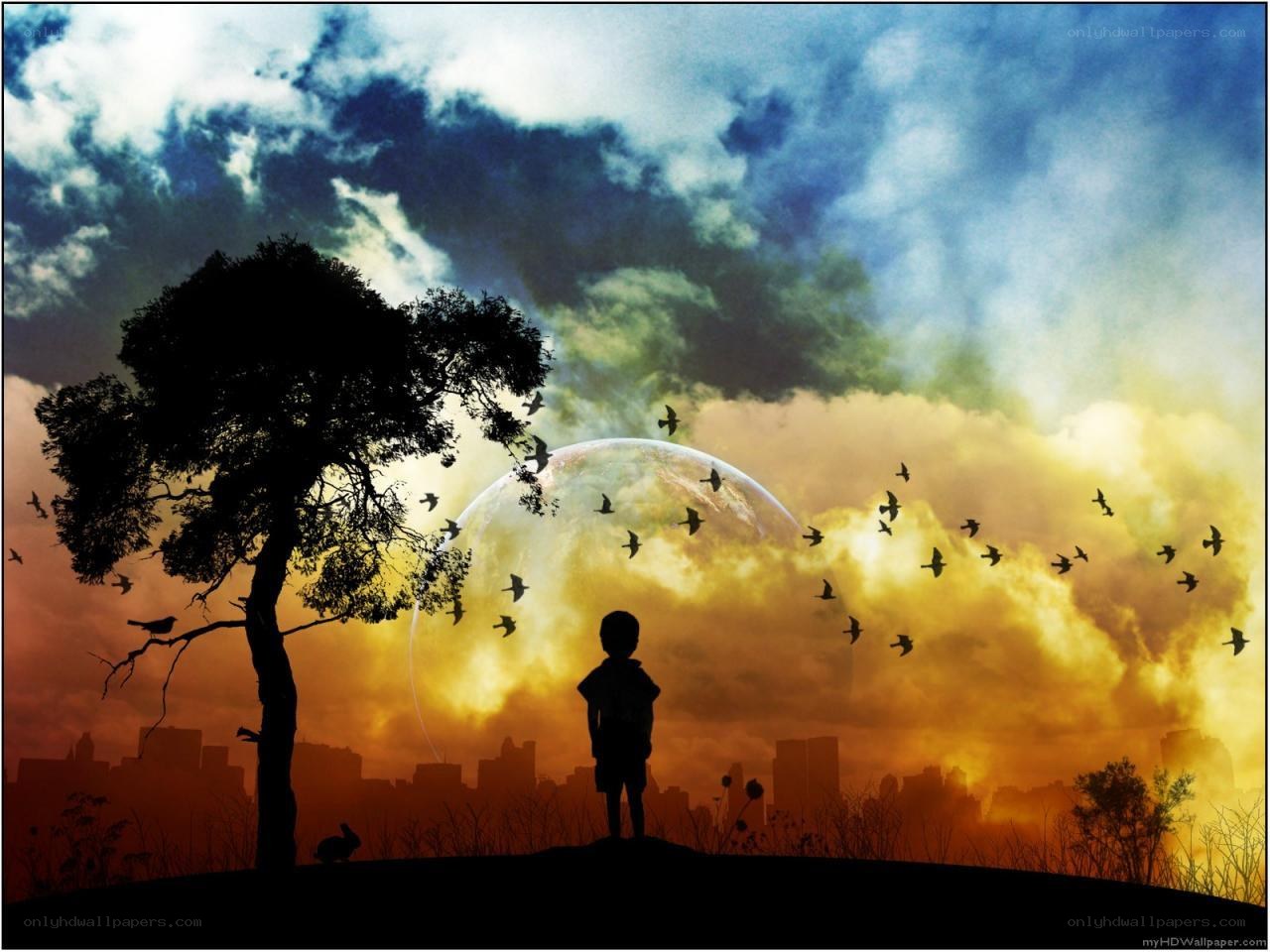 Child Silhouette at Sunset