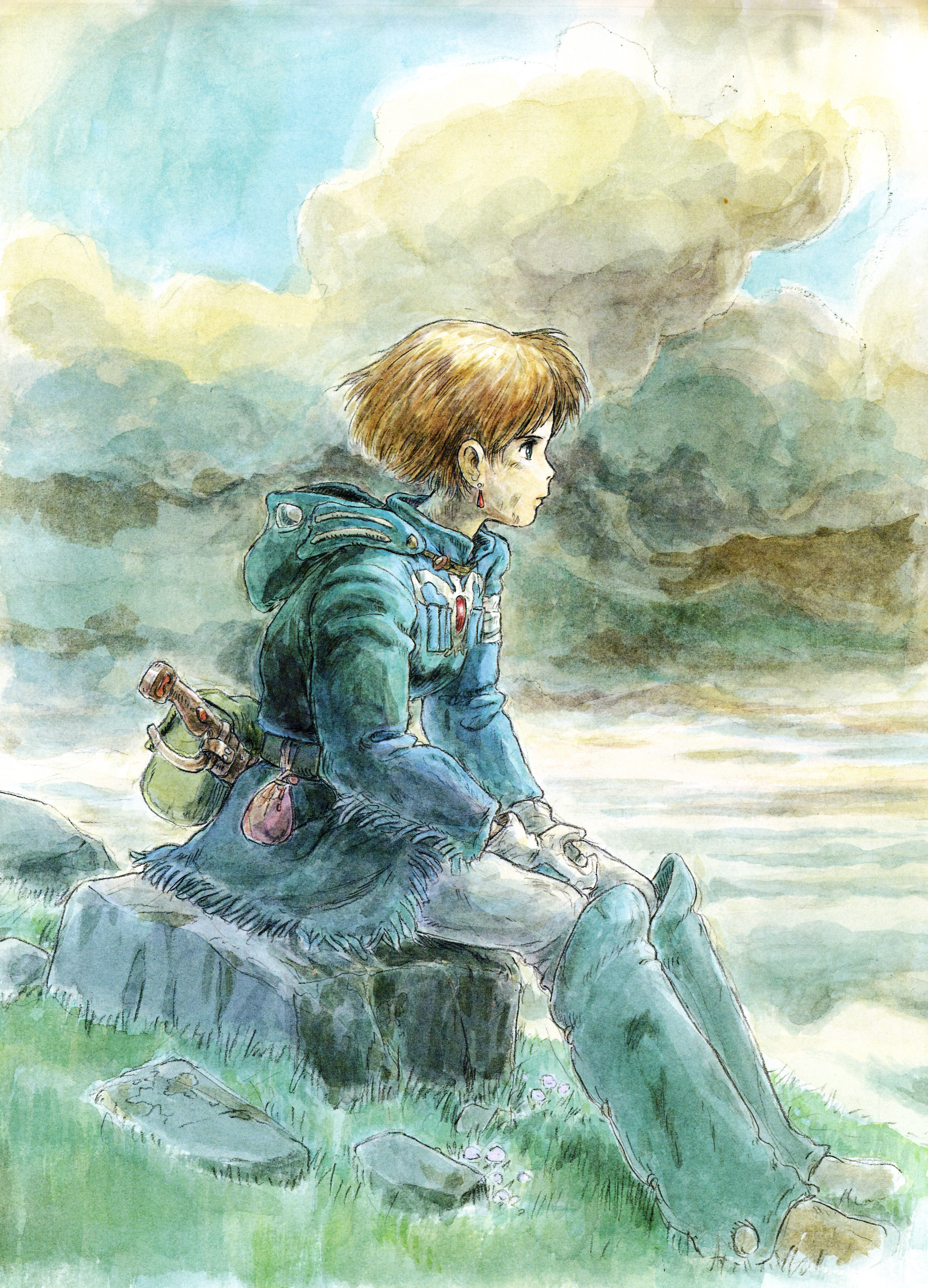 child sitting on a rock