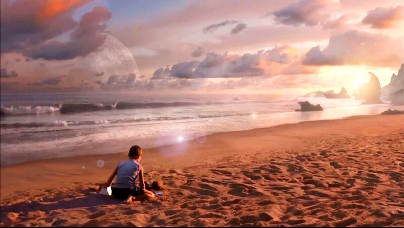 Child Sitting on Beach — Orange