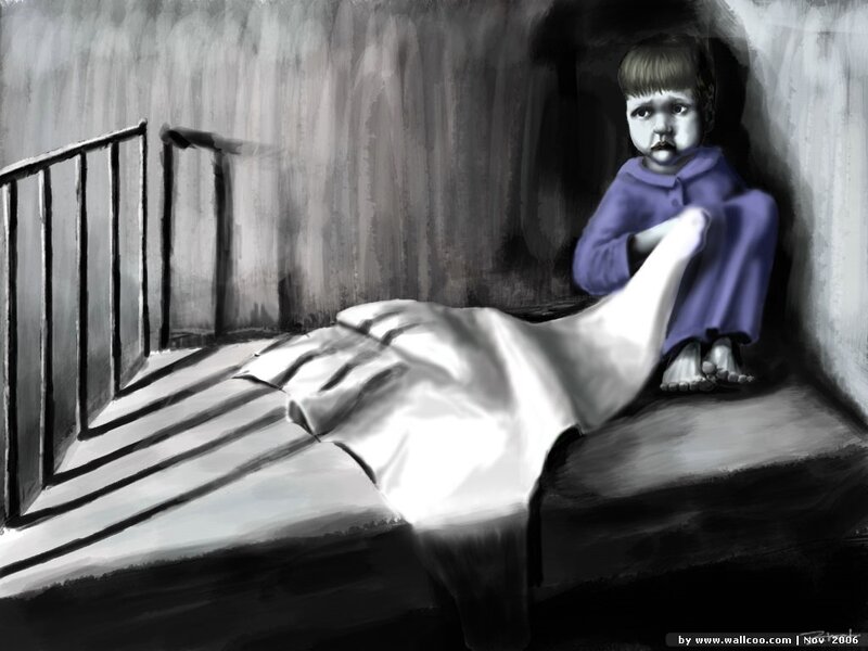Child Sitting on Bed
