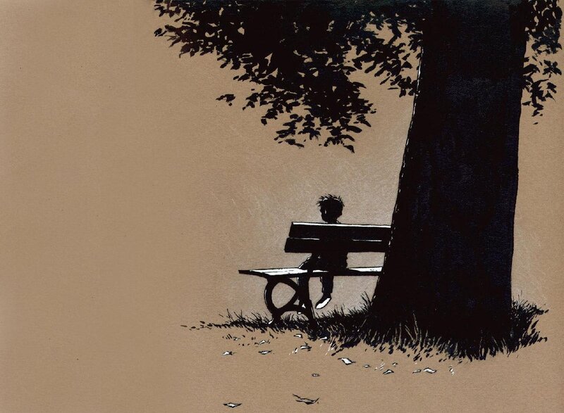 Child Sitting on Bench