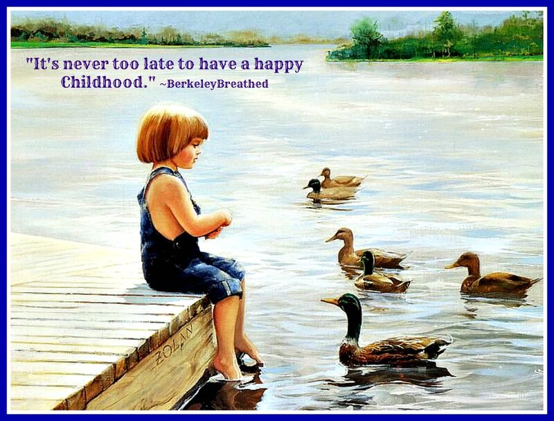 Child Sitting on Dock — Blue, Serene