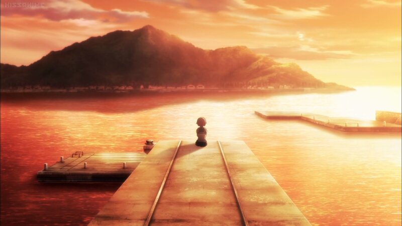 Child Sitting on Dock — Orange