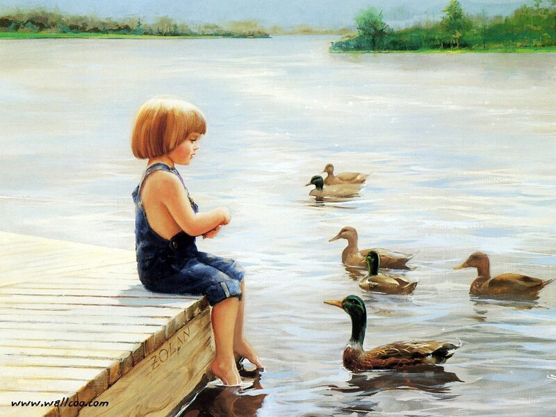 Child Sitting on Dock