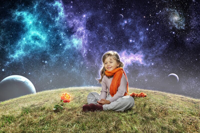 Child Sitting on Hill — Green, Serene