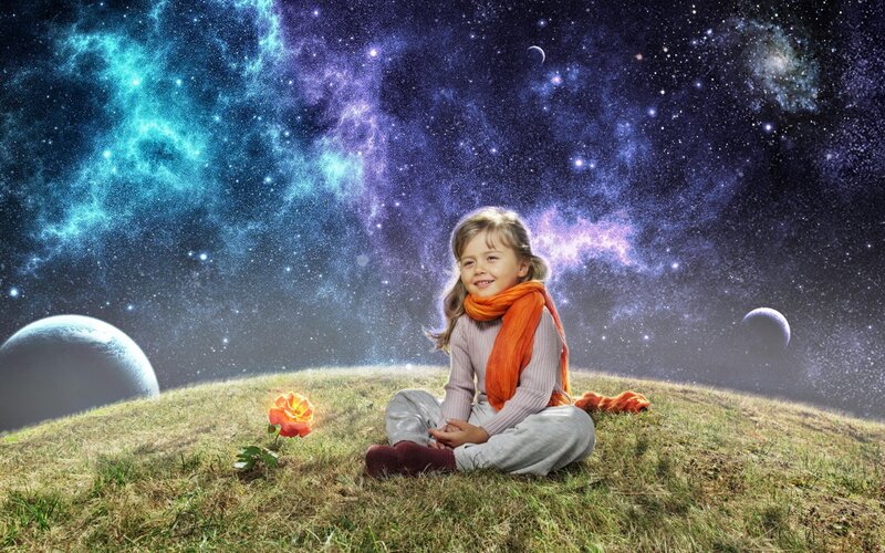 Child Sitting on Hill — Green