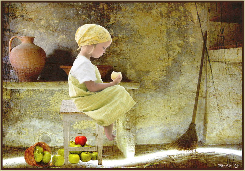 Child Sitting on Stool