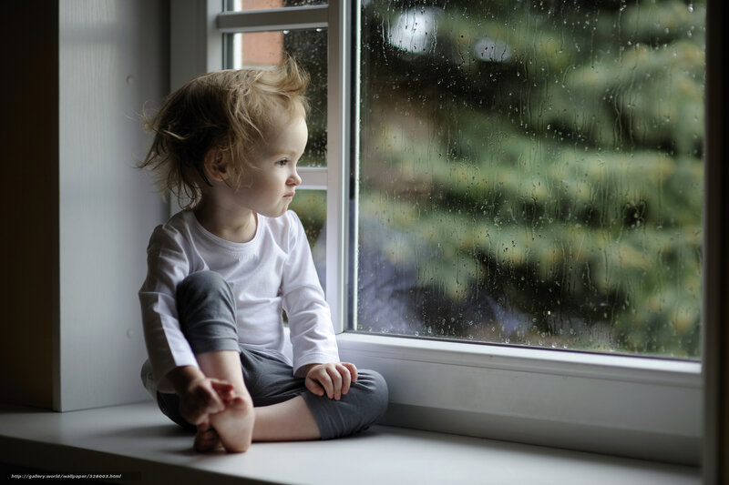 Child Sitting on Windowsill — White, Contemplative, Afternoon, Photograph